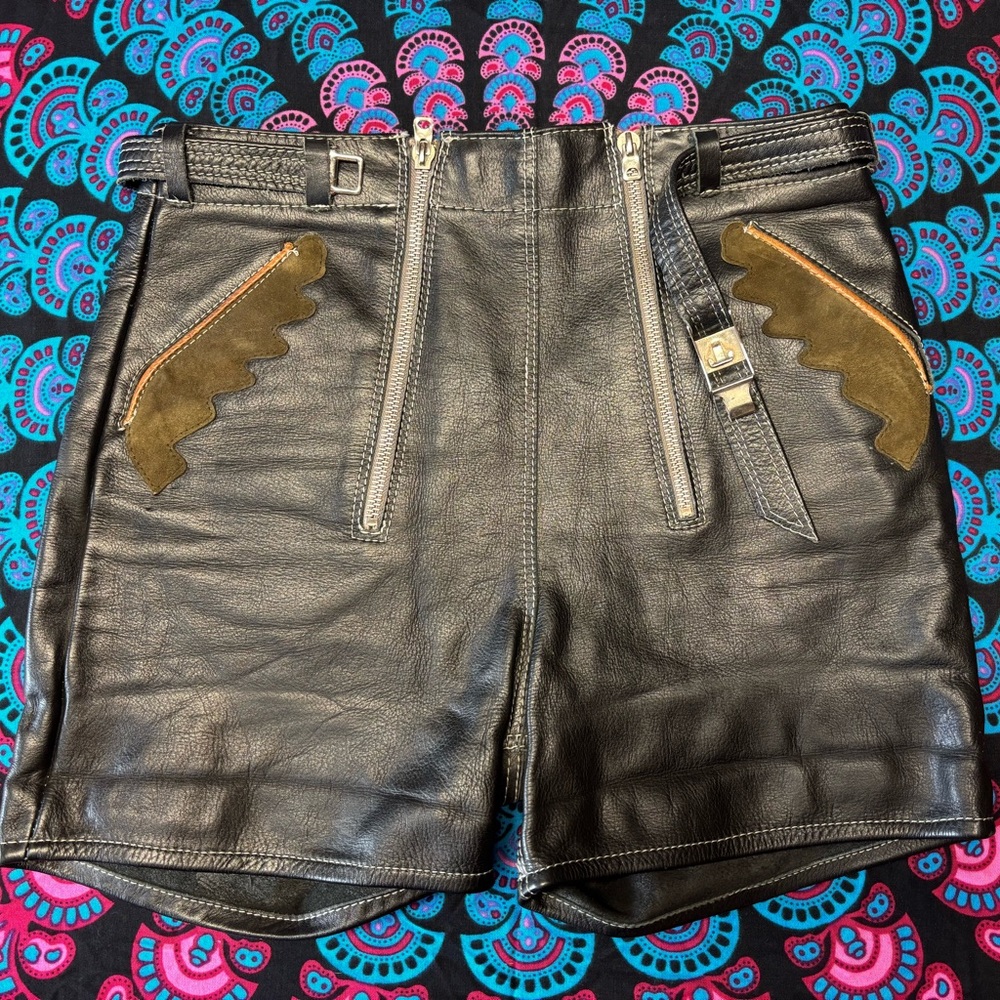 Vintage Black Leather Lederhosen